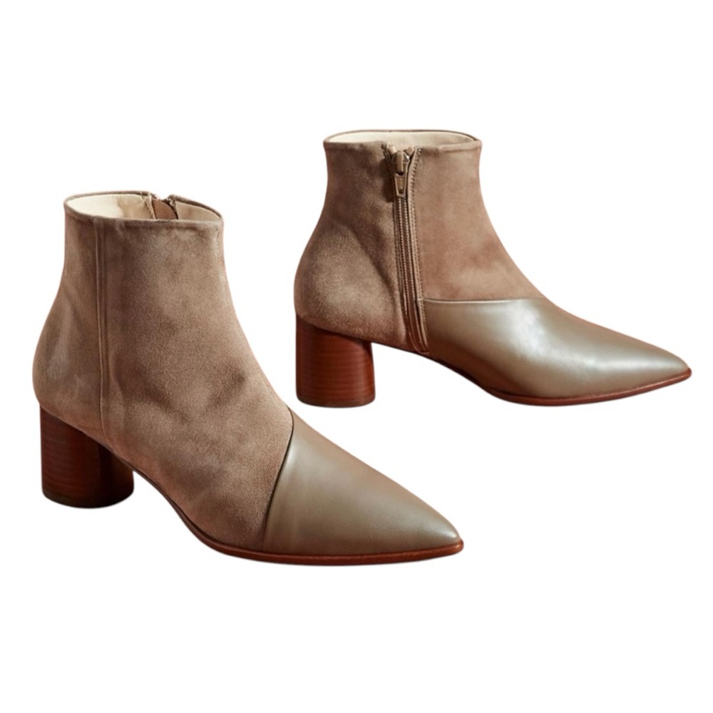 Anthropologie Amy Suede/Leather Taupe Heeled
Boots Size 38 (7-7.5)
